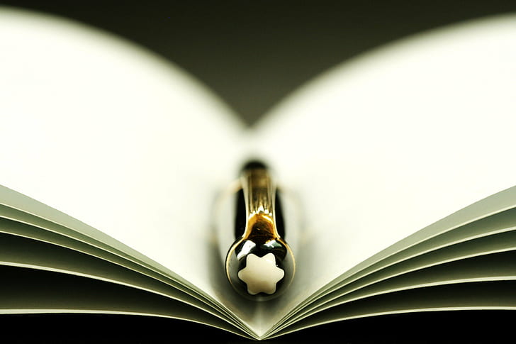 selective focus photography of black twist pen in white empty book, selective focus, photography, black, twist, white, empty, book, DOF, Pen, Montblanc, Symmetry, Gep, Philippines, Macro, page, education, literature, open, HD wallpaper
