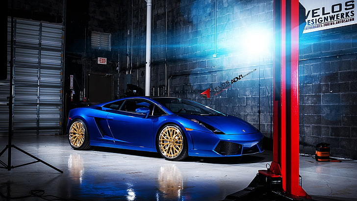 Lamborghini, Lamborghini Gallardo, supercar, mobil, kendaraan, mobil biru, Wallpaper HD