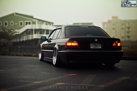 car, bmw E38, Stance, tuning, lowered, German cars, house, Stanceworks, BMW, fitment, HD wallpaper HD wallpaper