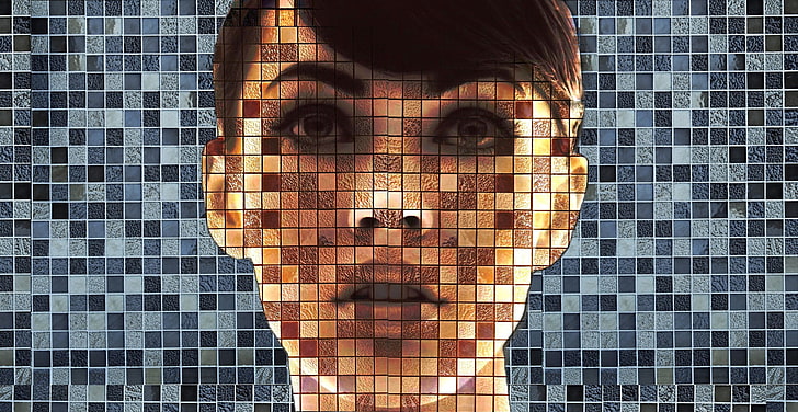 женский мозаичный портрет, цифровое искусство, HD обои