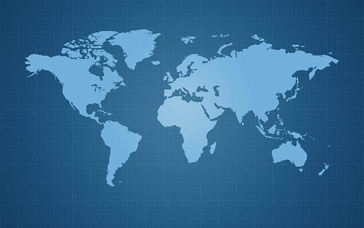tierra, el mundo, planeta, células, continentes, mapa mundial, fondo azul, Fondo de pantalla HD