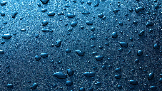 water, blue, drop, azure, macro photography, close up, liquid bubble, water drops, surface, bluish, HD wallpaper HD wallpaper