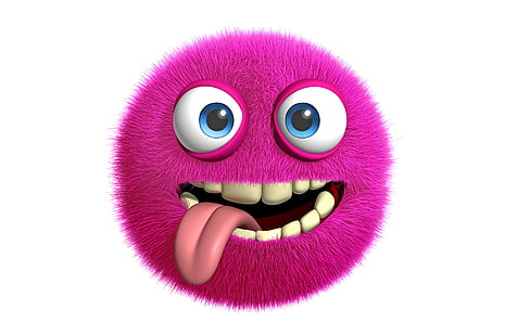 pink emoji wallpaper, monster, face, funny, cute, fluffy, HD wallpaper HD wallpaper
