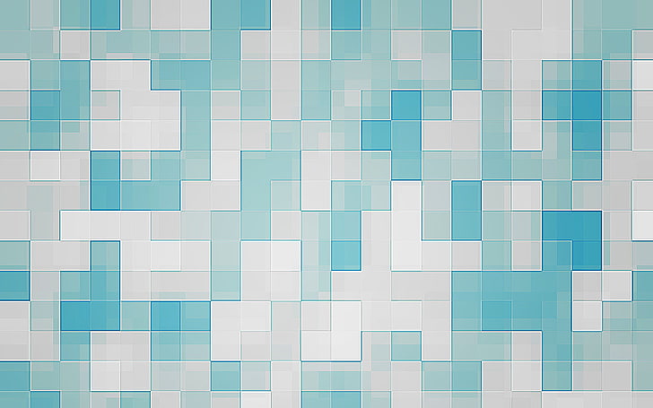teal dan blok putih wallpaper, abstrak, persegi, seni digital, Wallpaper HD