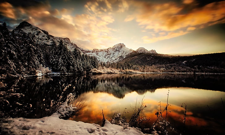 Winter, Himmel, Natur, Wasser, Reflexion, See, HD-Hintergrundbild