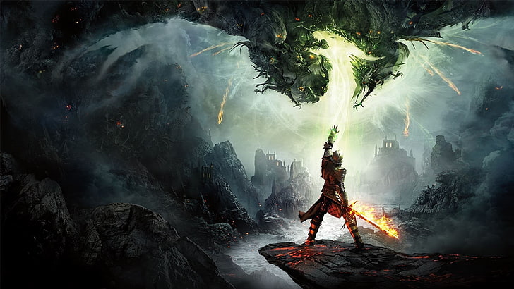 Dragon Age, Dragon Age Inquisition, fantasy Art, fire, Knights, video games, HD wallpaper