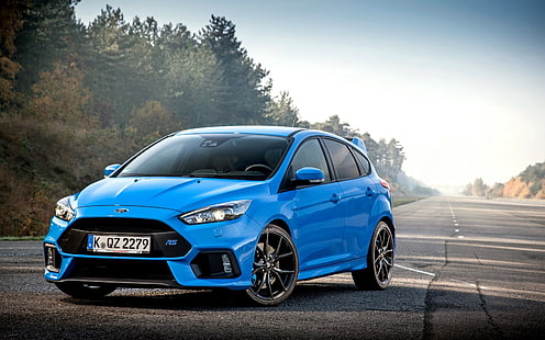 blue Ford Focus RS, ford, focus, rs, blue, side view, HD wallpaper HD wallpaper