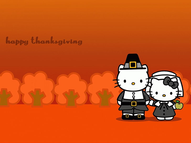 Hello Kitty And Thanksgiving, Hello Kitty-themed Thanksgiving wallpaper, Festivals / Holidays, Thanksgiving Day, festival, holiday, thanksgiving, HD wallpaper