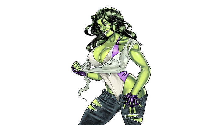 She Hulk White HD, cartoon/comic, white, hulk, she, HD wallpaper