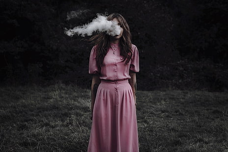 fumo, vestito, buio, donne, vaporizzatore, Sfondo HD HD wallpaper