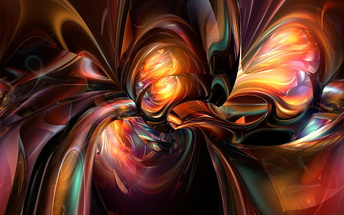 arte digital, abstracto, CGI, colorido, fractal, Fondo de pantalla HD HD wallpaper