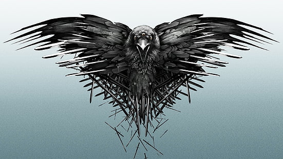uccello grigio illustrazione, Game of Thrones, corvo, Sfondo HD HD wallpaper