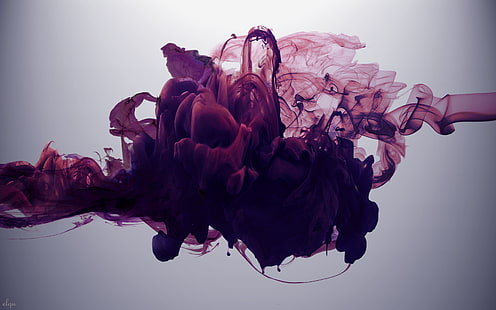 lila Rauch Tapeten, lila Wasser digitale Tapeten, Rauch, Tinte, abstrakt, Farbe in Wasser, Flüssigkeit, HD-Hintergrundbild HD wallpaper