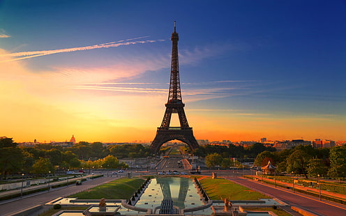 Paris Eiffel Tower-sunrise city the  in the early hours-Desktop Wallpaper HD for mobile phones and laptops-5200×3250, HD wallpaper HD wallpaper