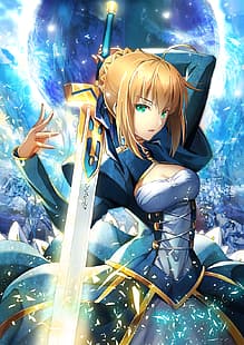 สาวอะนิเมะ ศิลปะดิจิตอล งานศิลปะ สีบลอนด์ Fate series Fate/Stay Night Fate/Grand Order กระบี่ Artoria Pendragon, วอลล์เปเปอร์ HD HD wallpaper