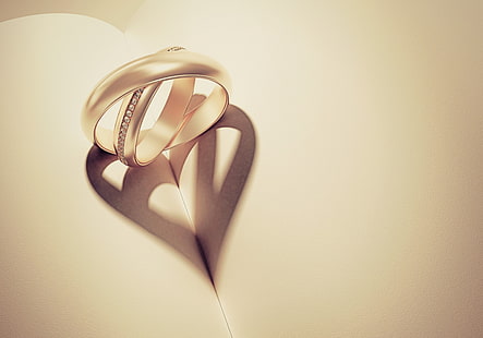 gold-colored ring, love, paper, background, Wallpaper, mood, heart, shadow, ring, hearts, book, form, widescreen, full screen, HD wallpapers, gem, HD wallpaper HD wallpaper