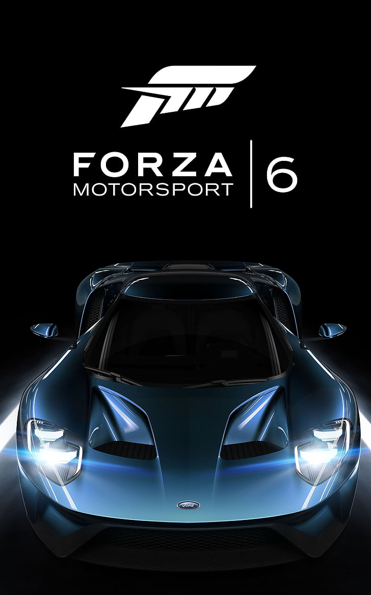 Tapeta Forza Motorsport, Forza Motorsport 6, gry wideo, Ford GT, samochód, proste tło, wyświetlanie portretów, Tapety HD, tapety na telefon