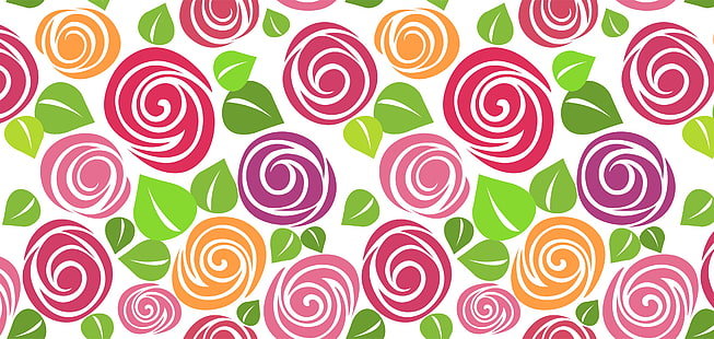 흰색, 분홍색, 빨간색과 노란색 꽃 무늬 벽지, 장미, 배경, 사진, 색상, 패턴, HD 배경 화면 HD wallpaper