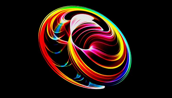 abstraction, fantasy, figure, black background, cardboard, picture, screensaver on your desktop, acrylic paint, the swirl of colors, anti-sphere, HD wallpaper