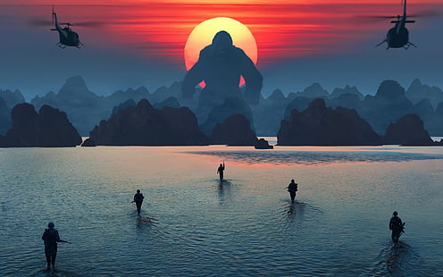 فيلم ، كونغ: جزيرة الجمجمة ، القرد ، الغوريلا ، كينغ كونغ، خلفية HD HD wallpaper