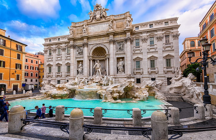 design, stones, home, Rome, Italy, fountain, architecture, Palace, sculpture, Trevi Fountain, HD wallpaper