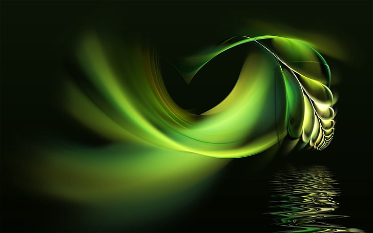 ray of green light, black, white, abstract, pen, water, green, HD wallpaper
