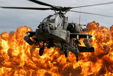 атакуващ хеликоптер, американска армия, Apache AH-64, американски военновъздушни сили, HD тапет HD wallpaper