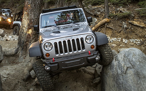 Jeep Rubicon Off Road Wrangler Rocks Stones HD, jeep wrangler gris, autos, rocas, piedras, carretera, off, jeep, rubicon, wrangler, Fondo de pantalla HD HD wallpaper