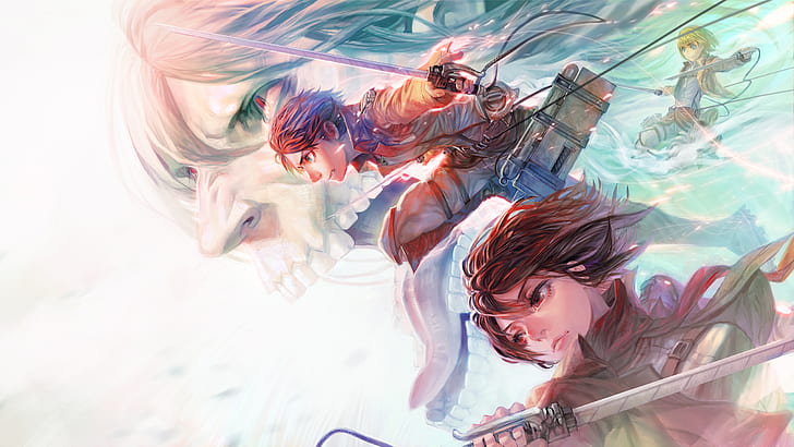 Shingeki no Kyojin, Mikasa Ackerman, Eren Jeager und Armin Arlert, HD-Hintergrundbild