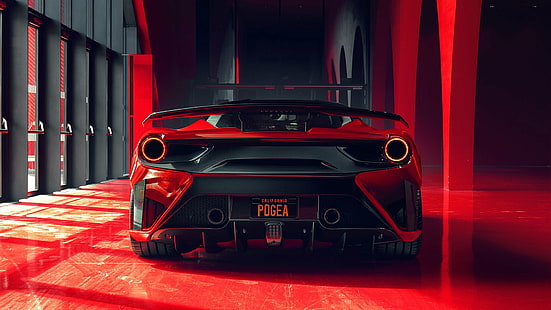 Pojazdy, Pogea Racing FPlus Corsa, samochód, czerwony samochód, samochód sportowy, supersamochód, Tapety HD HD wallpaper