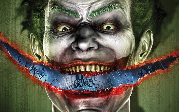 L'illustration du Joker, Batman, Joker, jeux vidéo, oeuvre d'art, Batman: Arkham Asylum, Fond d'écran HD