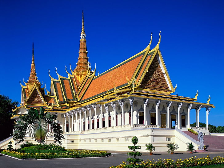 пагода, здание, азиатская архитектура, дворец, Королевский дворец, Камбоджа, Пномпень, HD обои