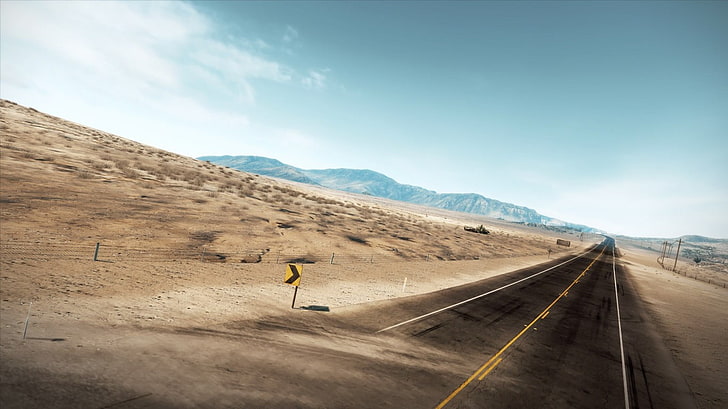 خلفية رقمية لطريق الأسفلت ، طريق ، صحراء ، طريق سريع ، منظر طبيعي، خلفية HD
