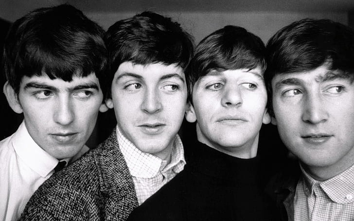 The Beatles Black and White, the beatles, legends, music, HD wallpaper