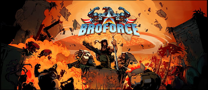 Broforce, video games, PC gaming, cover art, HD wallpaper