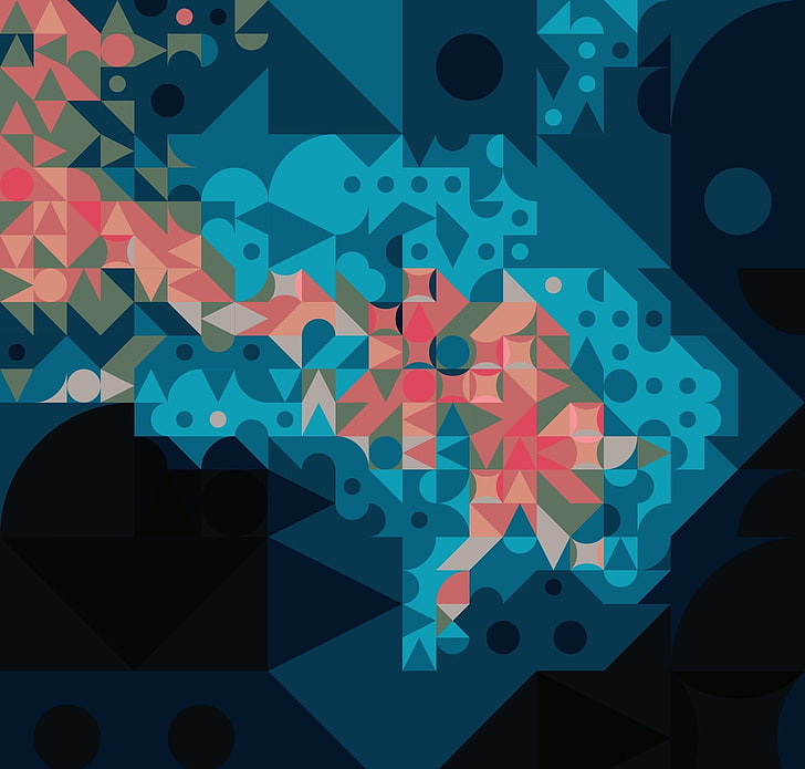 blauer und rosa Sterndruck-Wanddekor, digitale Kunst, abstrakt, HD-Hintergrundbild