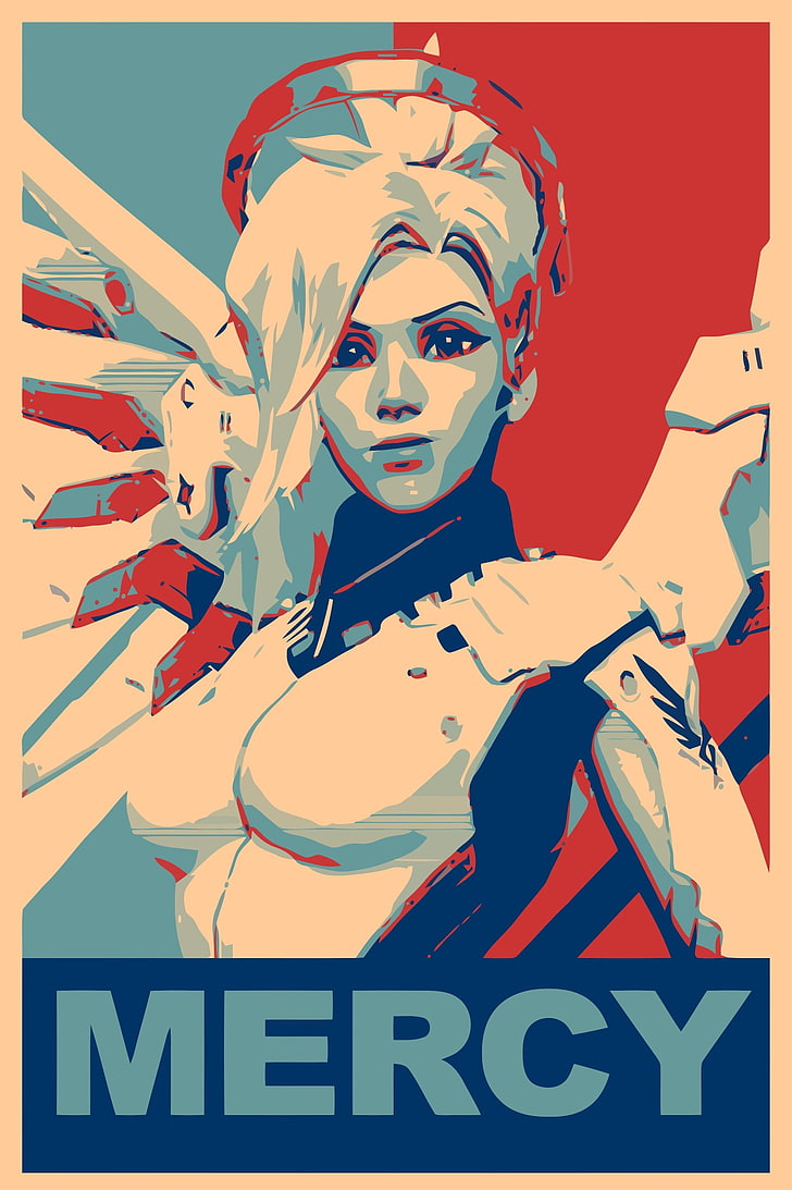 Mercy painting, propaganda, Mercy (Overwatch), Overwatch, Gamer, HD wallpaper