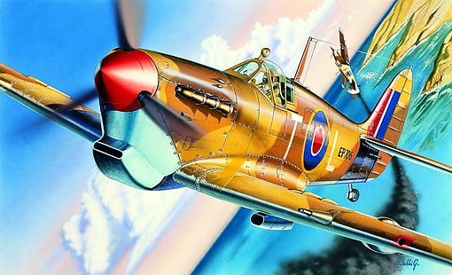 第二次世界大戦、軍隊、航空機、軍用機、イギリス、飛行機、スピットファイア、スーパーマリンスピットファイア、イギリス空軍、 HDデスクトップの壁紙 HD wallpaper