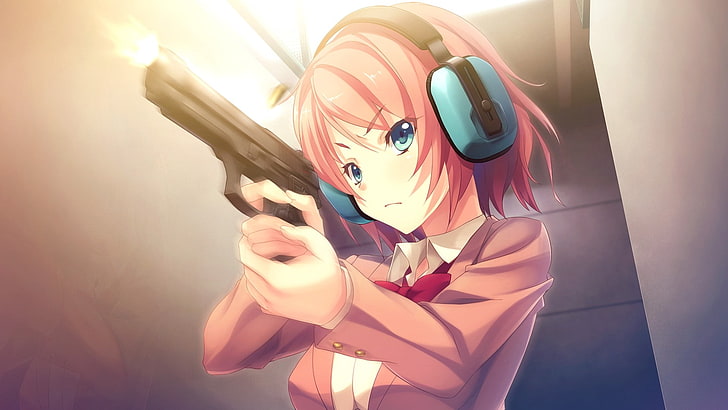 아니메 girls, 아니메, Innocent Bullet, Kanzaki Sayaka, Beretta M9, ​​gun, HD 배경 화면
