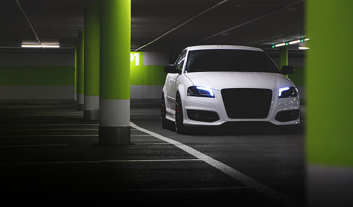 Audi, Lichter, Parken, HD-Hintergrundbild