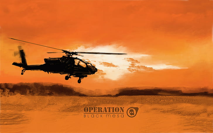 Хеликоптер Orange Half-Life Black Mesa HD, видео игри, черен, оранжев, живот, половин, хеликоптер, меса, HD тапет
