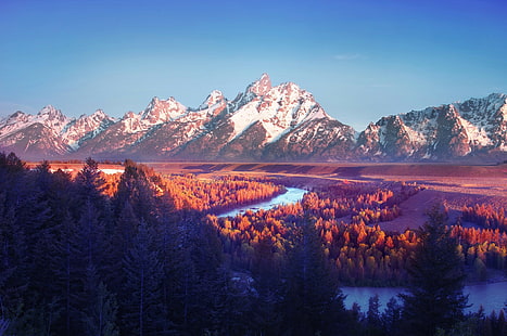 manzara, Grand Teton Milli Parkı, yılan nehir gözden kaçırmak, Wyoming, dağlar, HD masaüstü duvar kağıdı HD wallpaper
