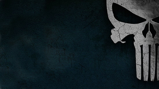 Punisher symbol, skalle, minimalism, Punisher, HD tapet HD wallpaper