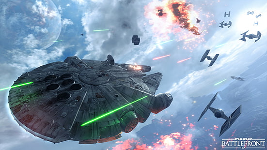 Star Wars Battle Front-Poster, Star Wars: Battlefront, Videospiele, Millennium Falcon, TIE Fighter, HD-Hintergrundbild HD wallpaper