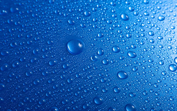 Water Blue Wet Drops Macro Condensation 1080p, капки, 1080p, синьо, конденз, макро, вода, HD тапет