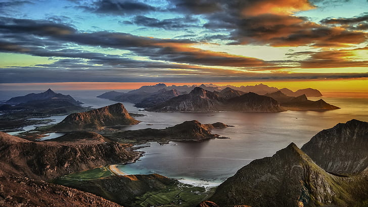 Lofoten Islands Sunset, islas lofoten, noruega, puesta de sol, Fondo de pantalla HD