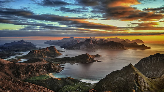 Lofoten Islands Sunset, islas lofoten, noruega, puesta de sol, Fondo de pantalla HD HD wallpaper