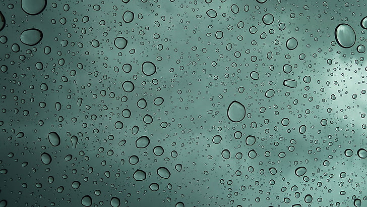water drops in closeup photography, water on glass, water drops, simple background, HD wallpaper