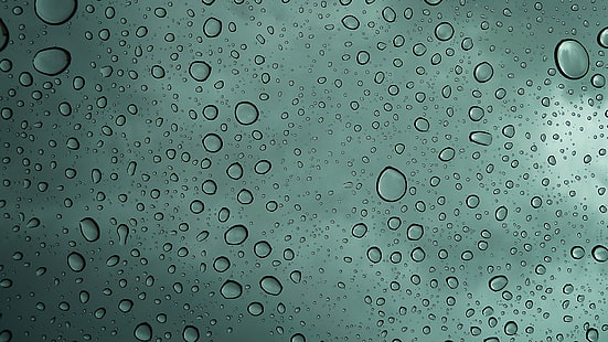 water drops in closeup photography, water on glass, water drops, simple background, HD wallpaper HD wallpaper