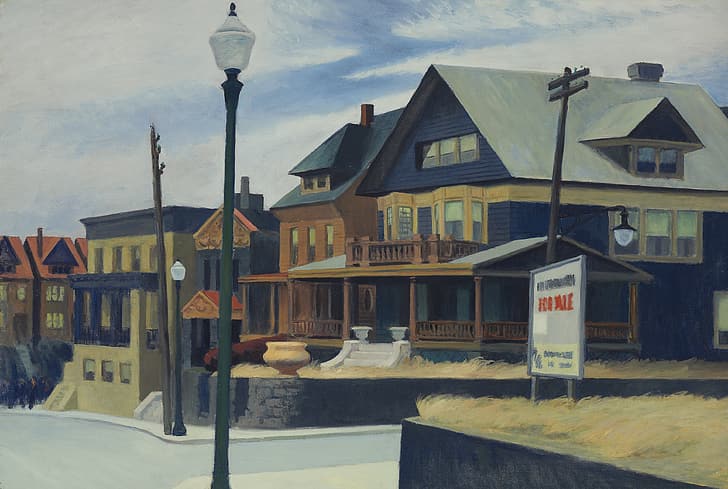 Edward Hopper, 1934, Over Weehawken, East Wind, วอลล์เปเปอร์ HD